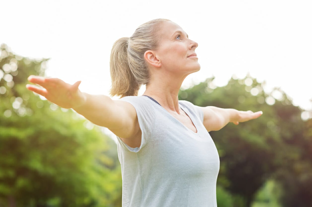 woman stretching