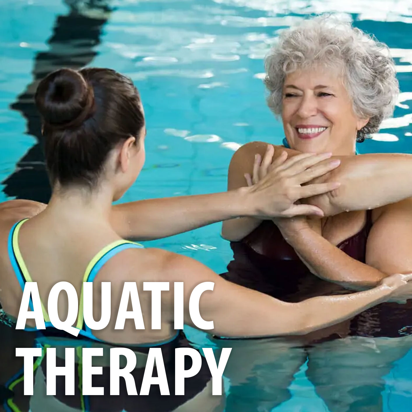 Patient receiving aquatic therapy from physical therapist