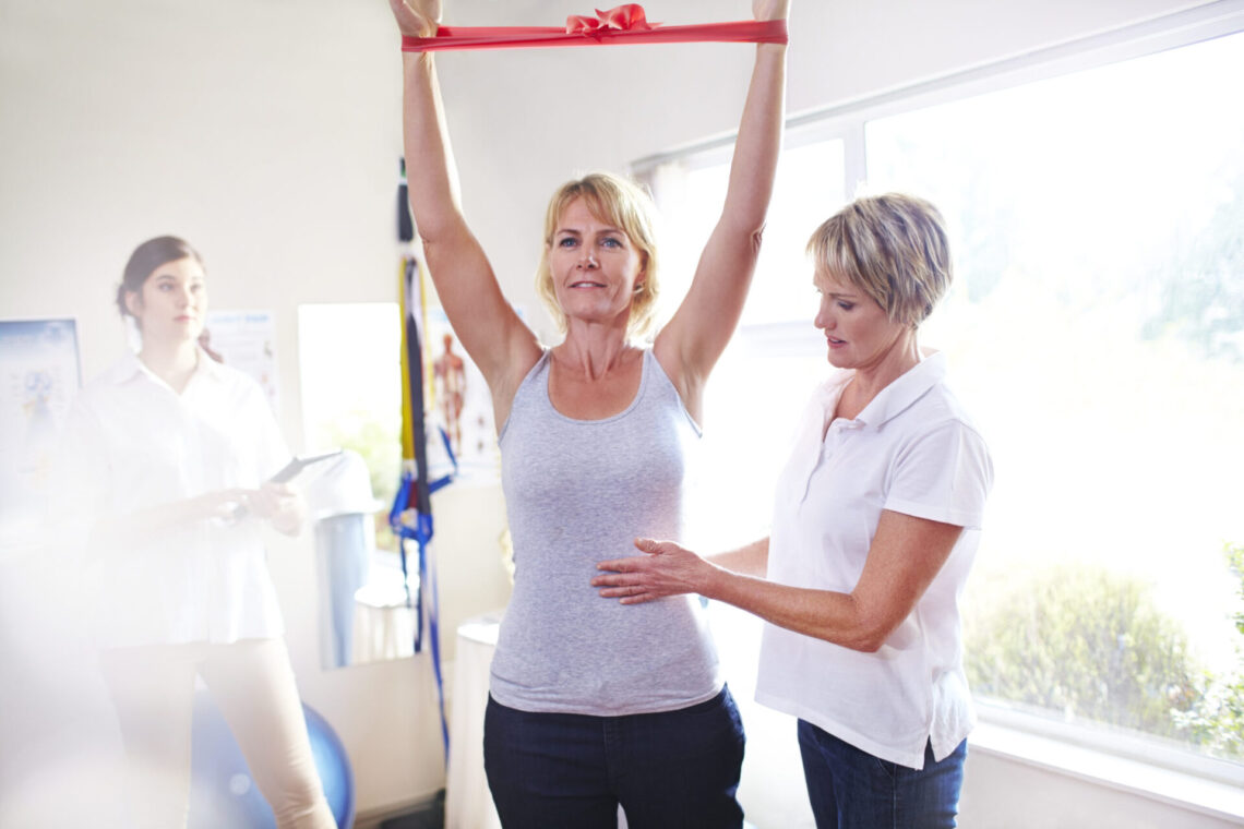 Physical therapist helping women with her bladder issues